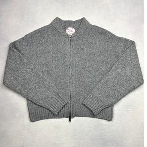 Pink Republic Gray Full Zip Ribbed Cardigan Sweater Mock Neck Cropped Womens M